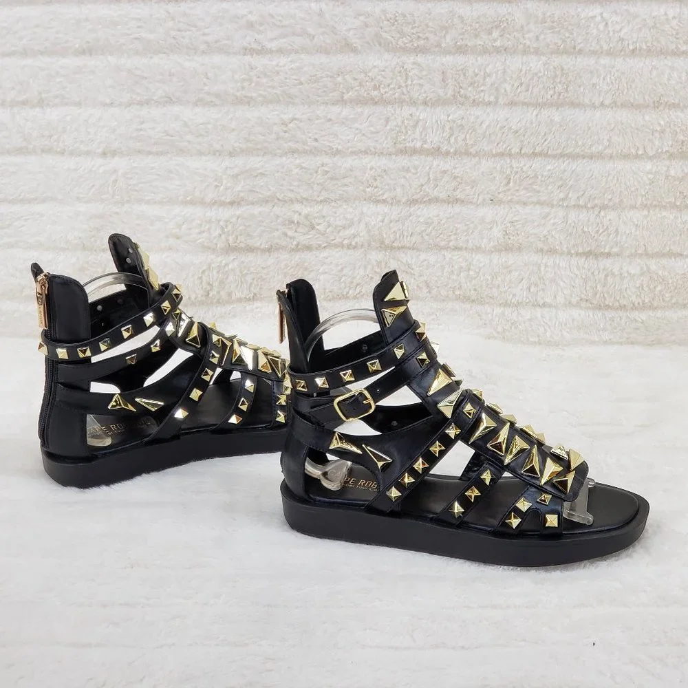 Studded Goddess Gladiator Ankle Sandals Flats Sybil